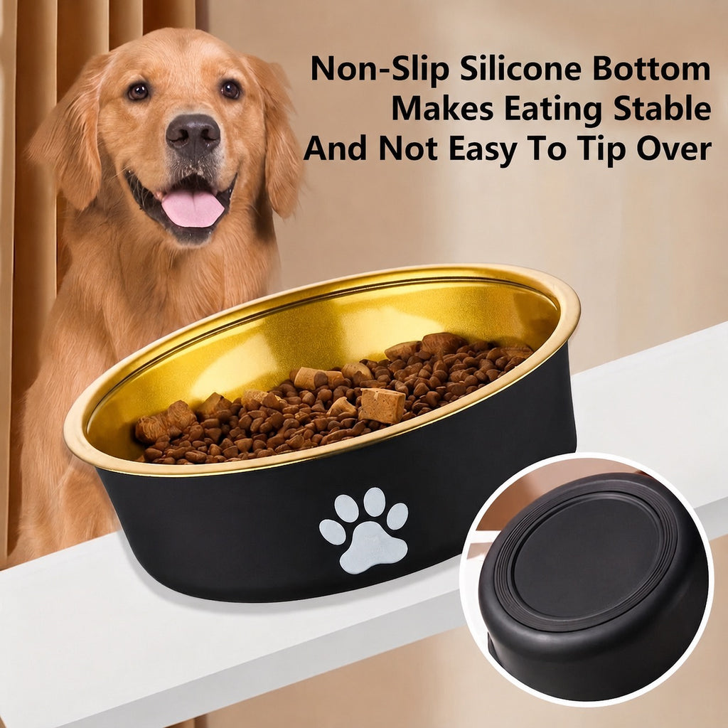 Stainless Steel Dog Bowls Set of 2 | Large 8.7 Inch Anti-Slip Feeding Bowls