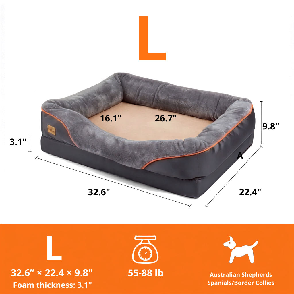 Jumbo Orthopedic Dog Bed • Memory Foam • Waterproof • Machine Washable