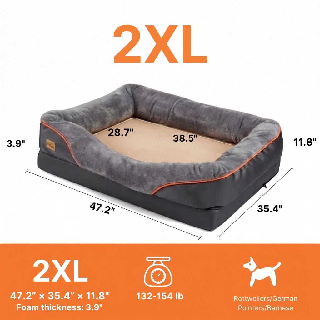 Jumbo Orthopedic Dog Bed • Memory Foam • Waterproof • Machine Washable