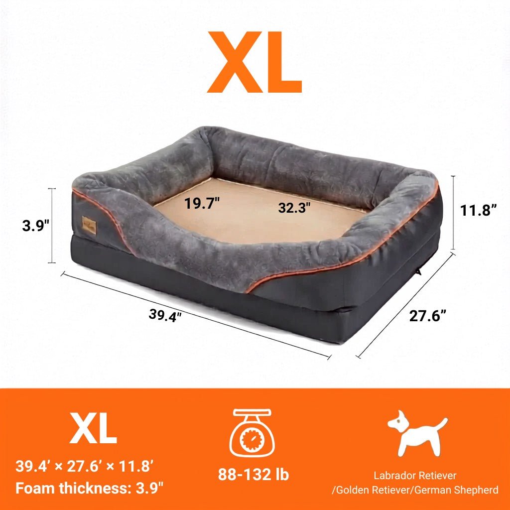Jumbo Orthopedic Dog Bed • Memory Foam • Waterproof • Machine Washable