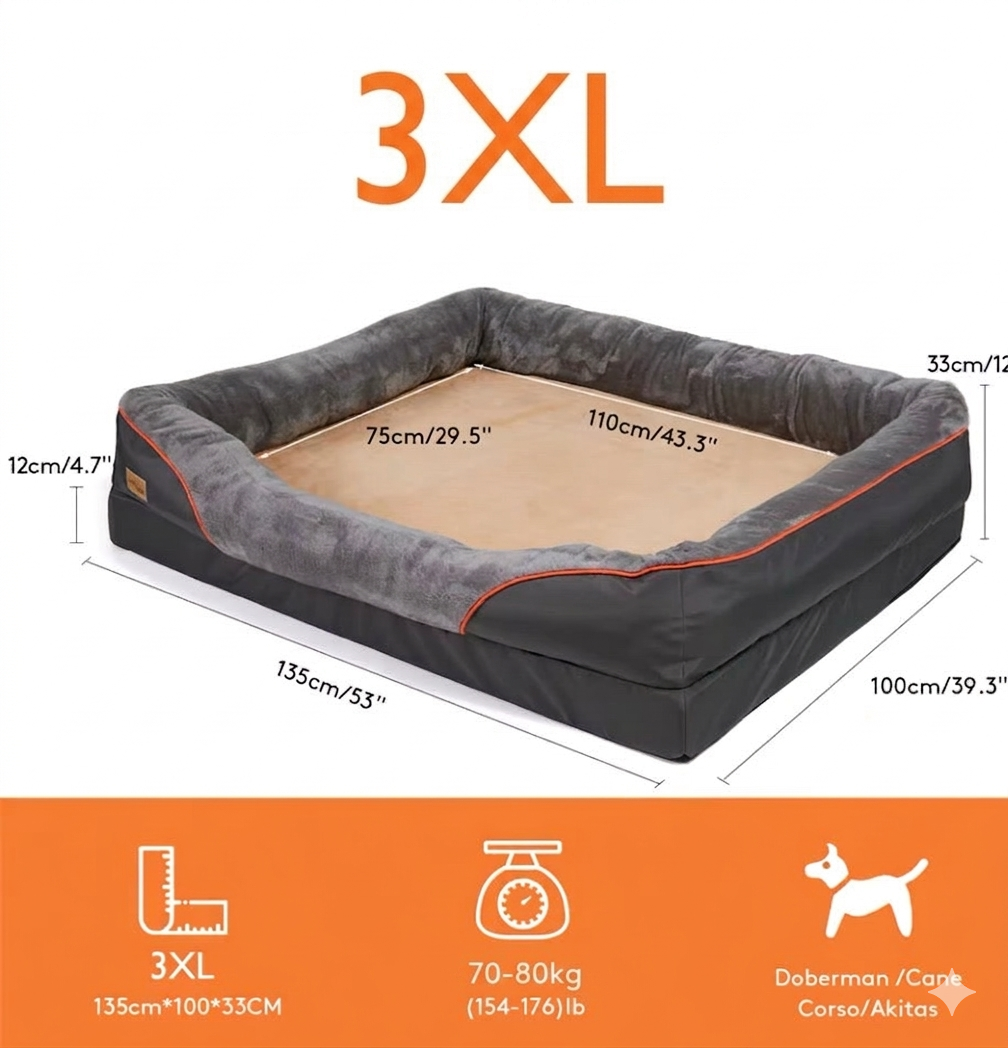 Premium orthopedisch hondenbed – Jumbo-editie met traagschuim