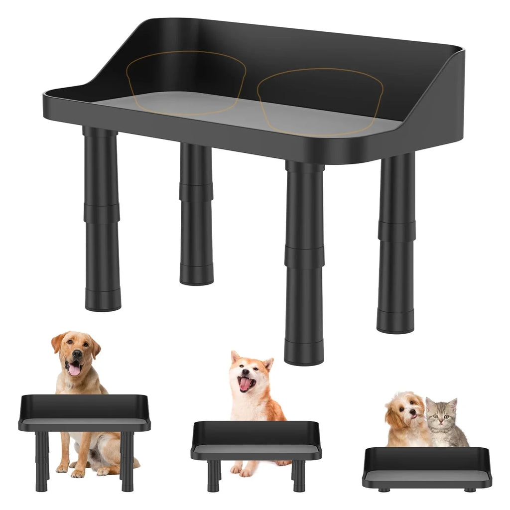Premium Raised Dog Bowls Stand with Splash Guard and Silicone Pad