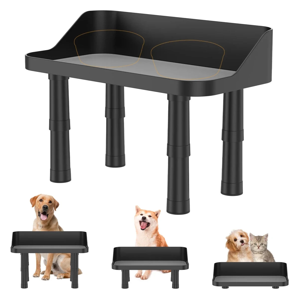 Premium Raised Dog Bowls Stand with Splash Guard and Silicone Pad
