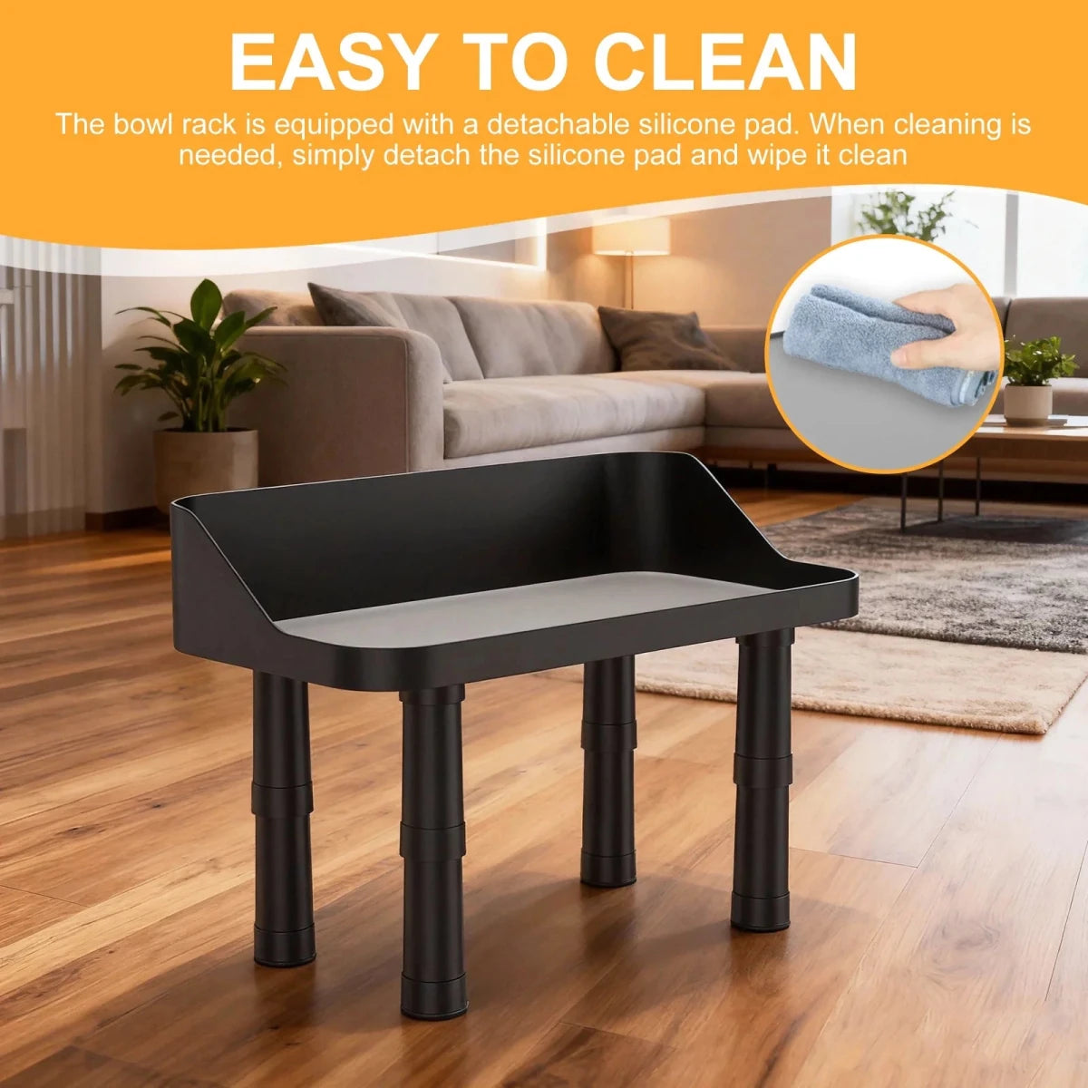 Premium Raised Dog Bowls Stand with Splash Guard and Silicone Pad