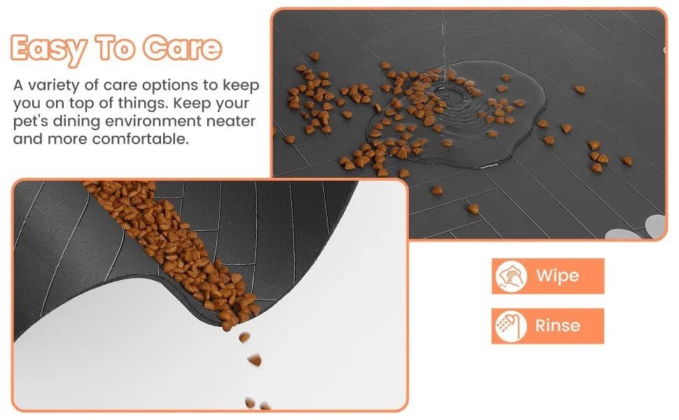 Easy to care pet feeding mat: wipe and rinse