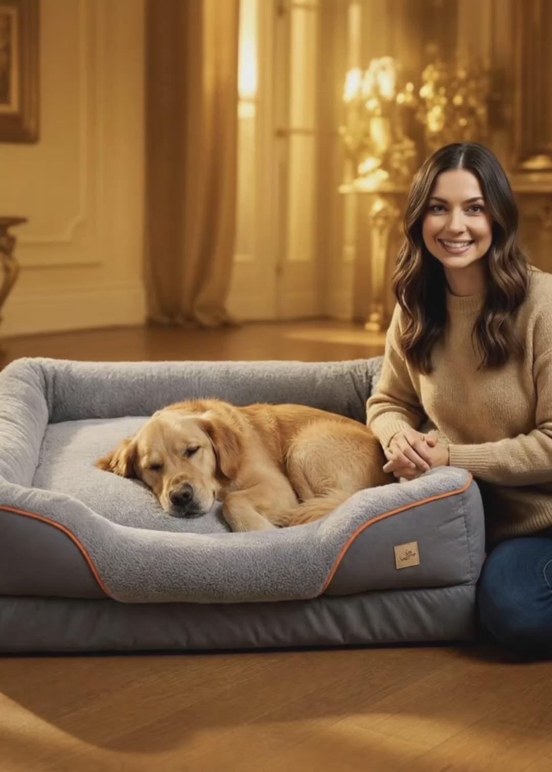 Video 3 of the gray orthopedic jumbo dog bed with removable washable cover